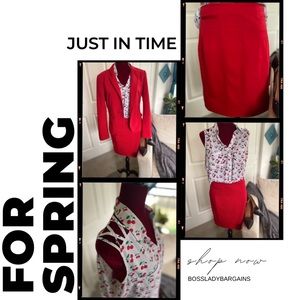 Cherry Printed Express Portfolio Shirt & Red Skirt